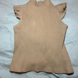 SHEIN Tan Ribbed‎ Blouse with Ruffled Sleeves